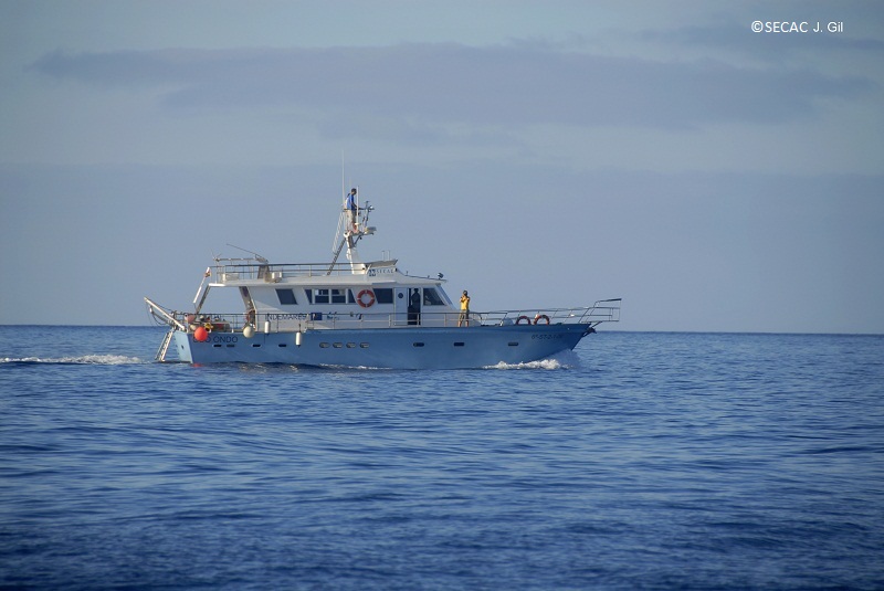 La embarcación Oso Ondo navegando en transecto ©SECAC