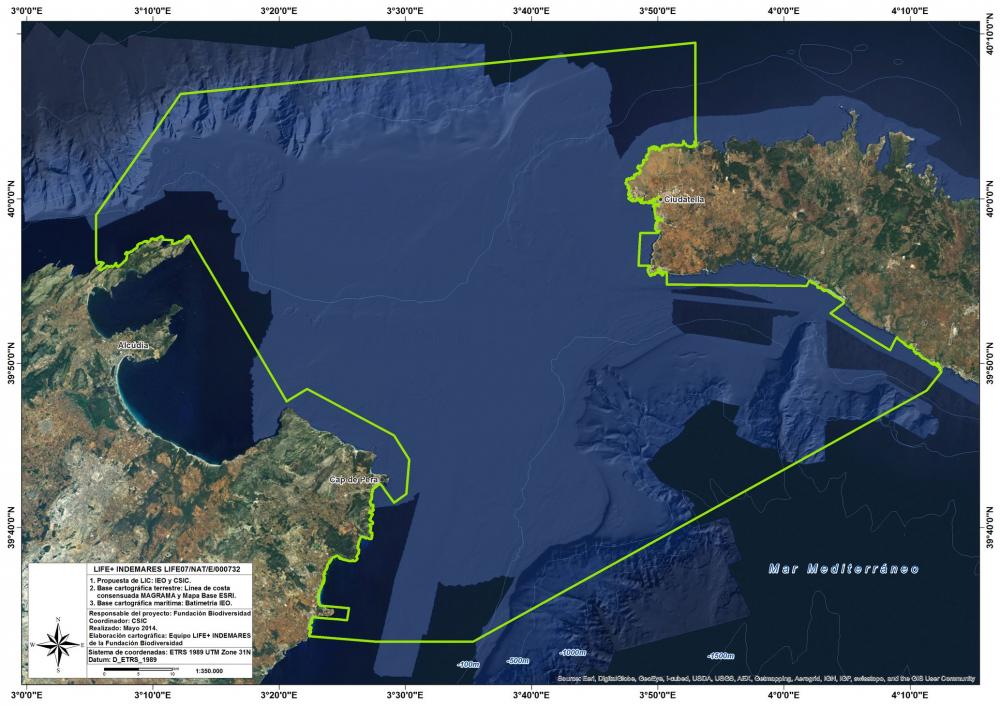 Mapa del Canal de Menorca