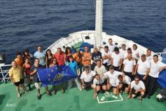 Crew and scientific team on board the Miguel Oliver ship ©IEO